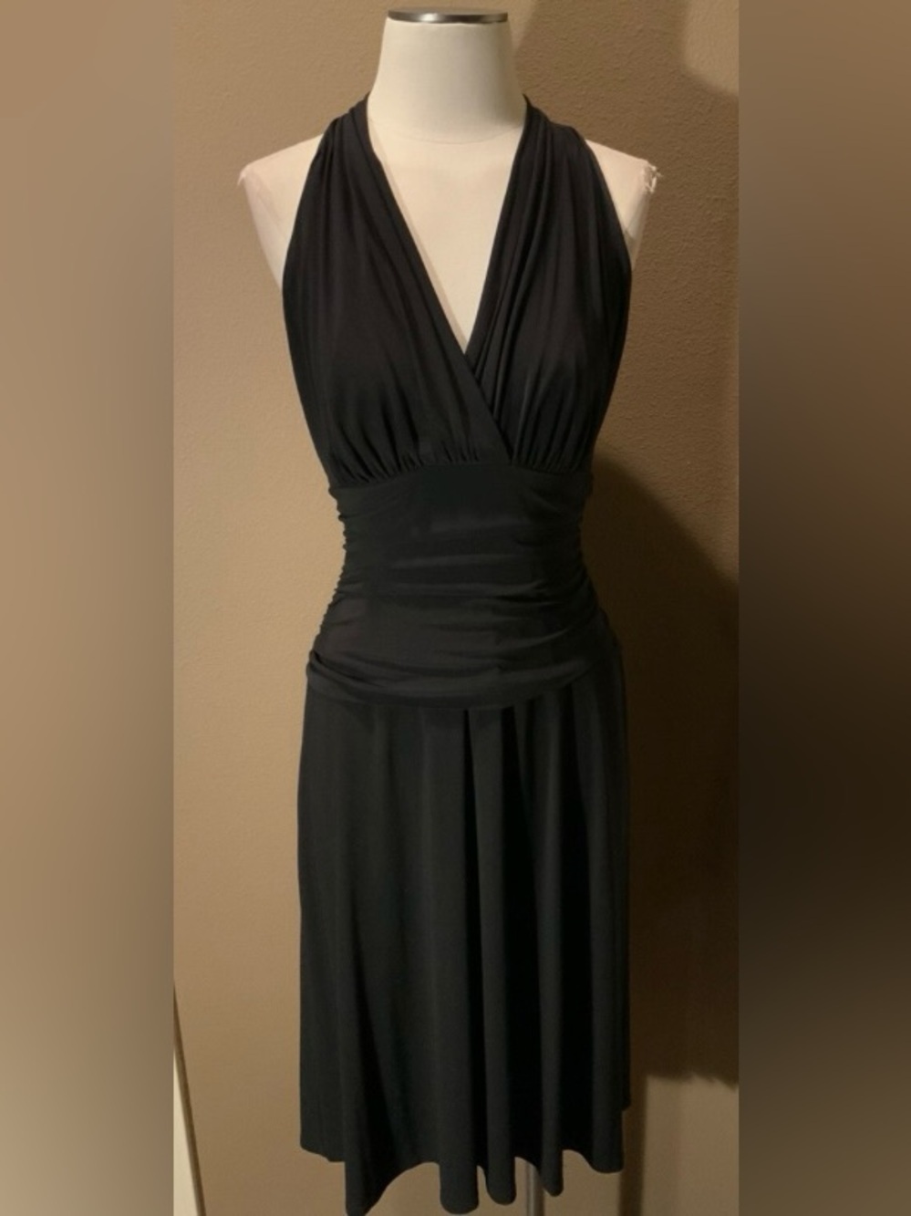NWOT - Nine West Black One-Shoulder Halter Dress - Size 10P
